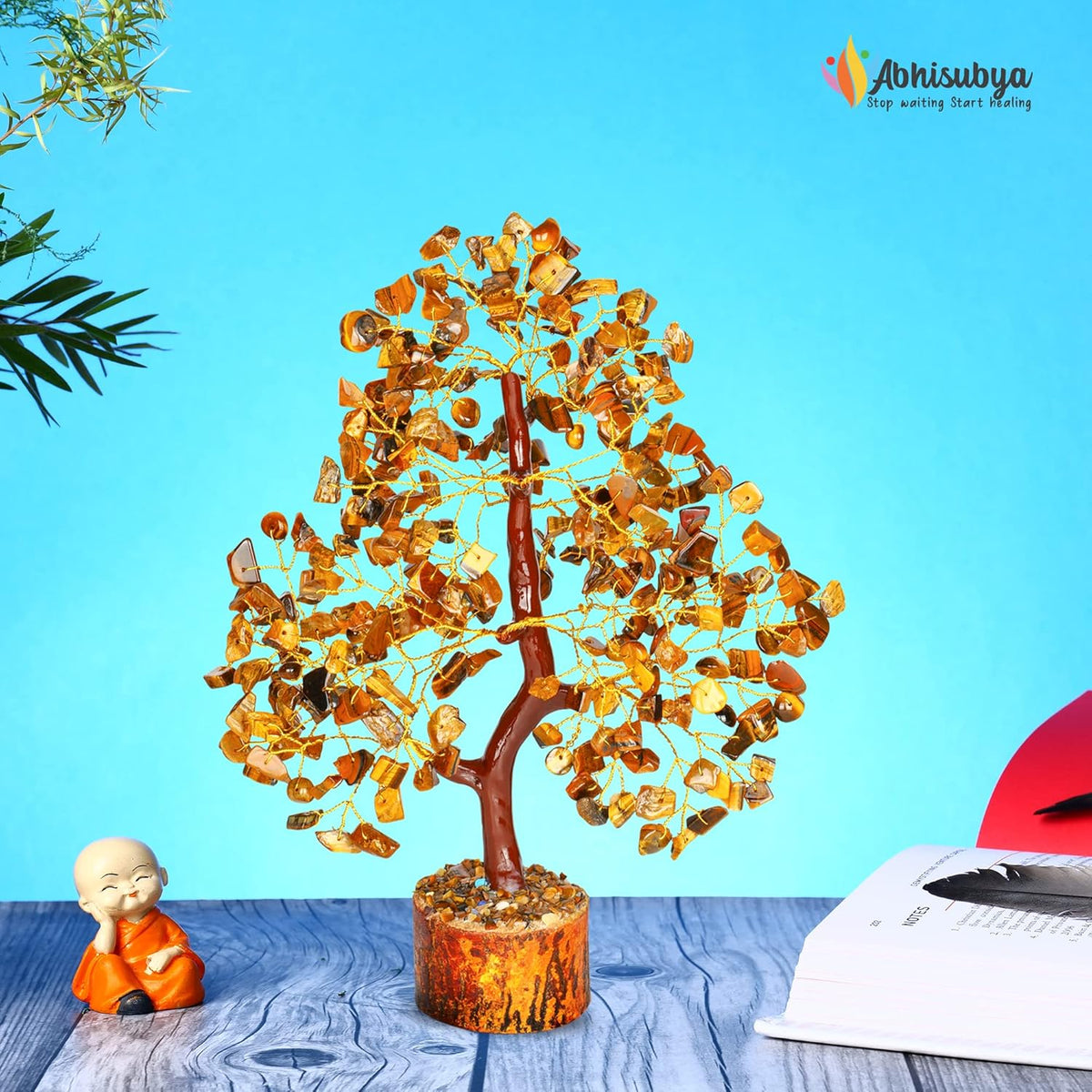 ABHISUBYA Tiger Eye Crystal Tree - Crystal Room Decor - Home Office Accessories - Spiritual Gifts for Women - Meditation Gifts - Sayby’s