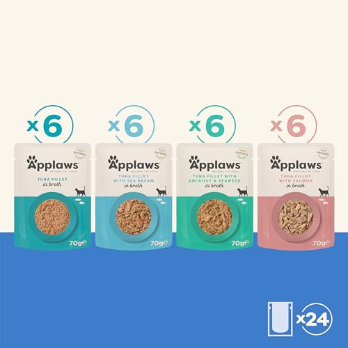 Applaws 100% Natural Wet Cat Food, Pouch Multipack Chicken Selection in Broth, 70 g (12 x 70 g Pouches) - Sayby’s