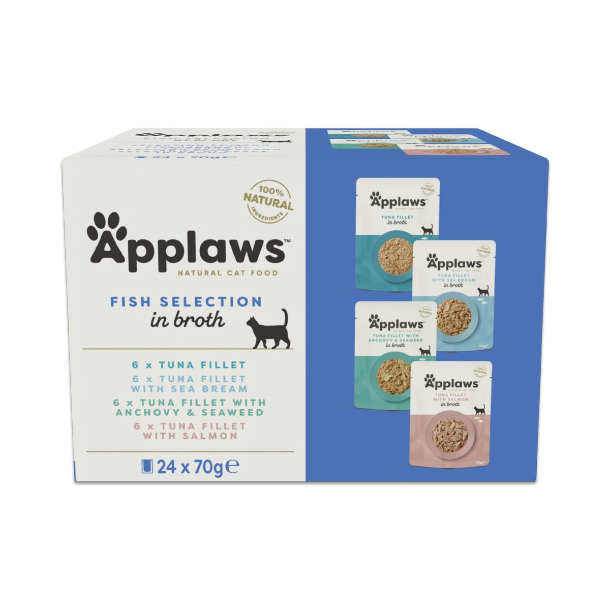 Applaws 100% Natural Wet Cat Food, Pouch Multipack Chicken Selection in Broth, 70 g (12 x 70 g Pouches) - Sayby’s