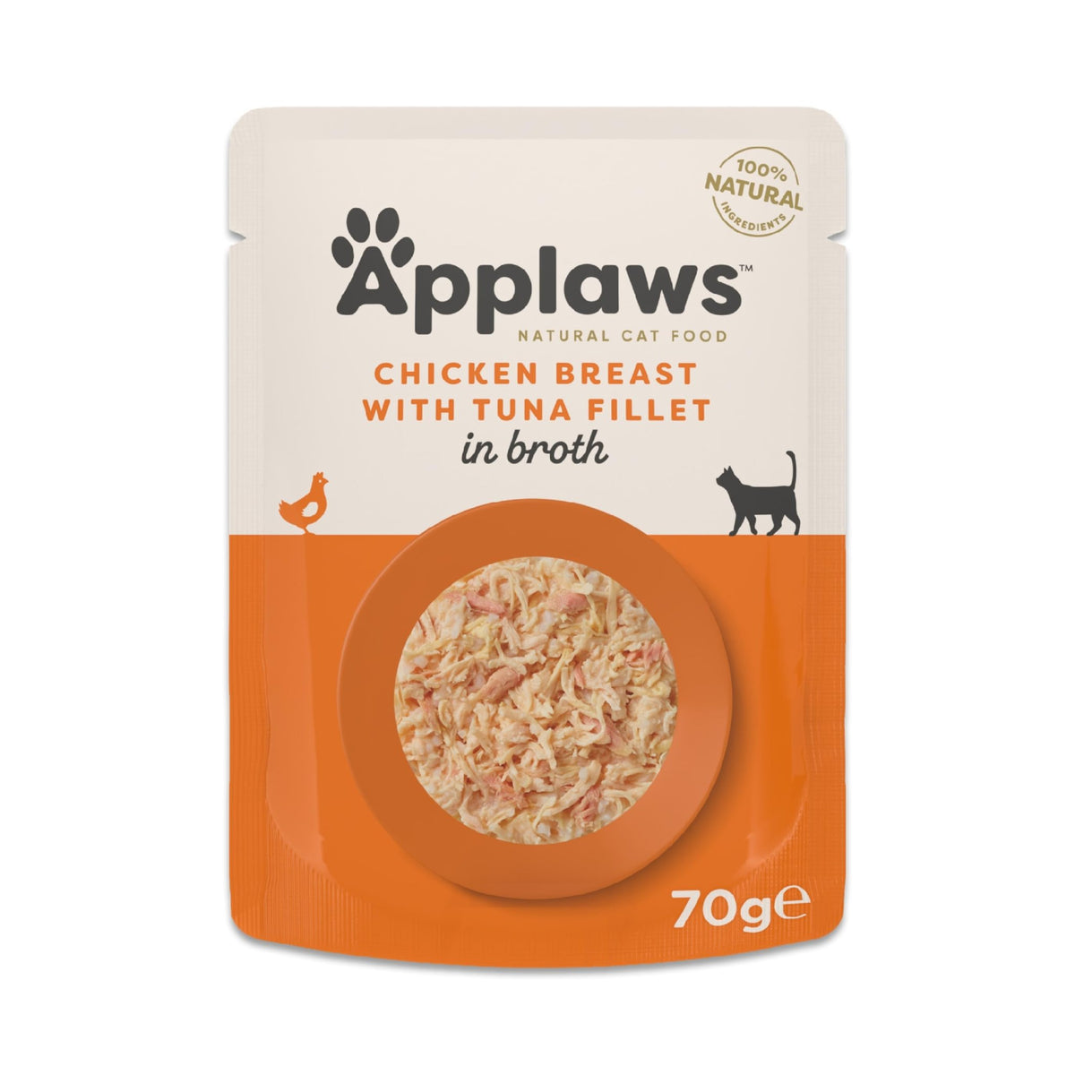Applaws 100% Natural Wet Cat Food, Pouch Multipack Chicken Selection in Broth, 70 g (12 x 70 g Pouches) - Sayby’s