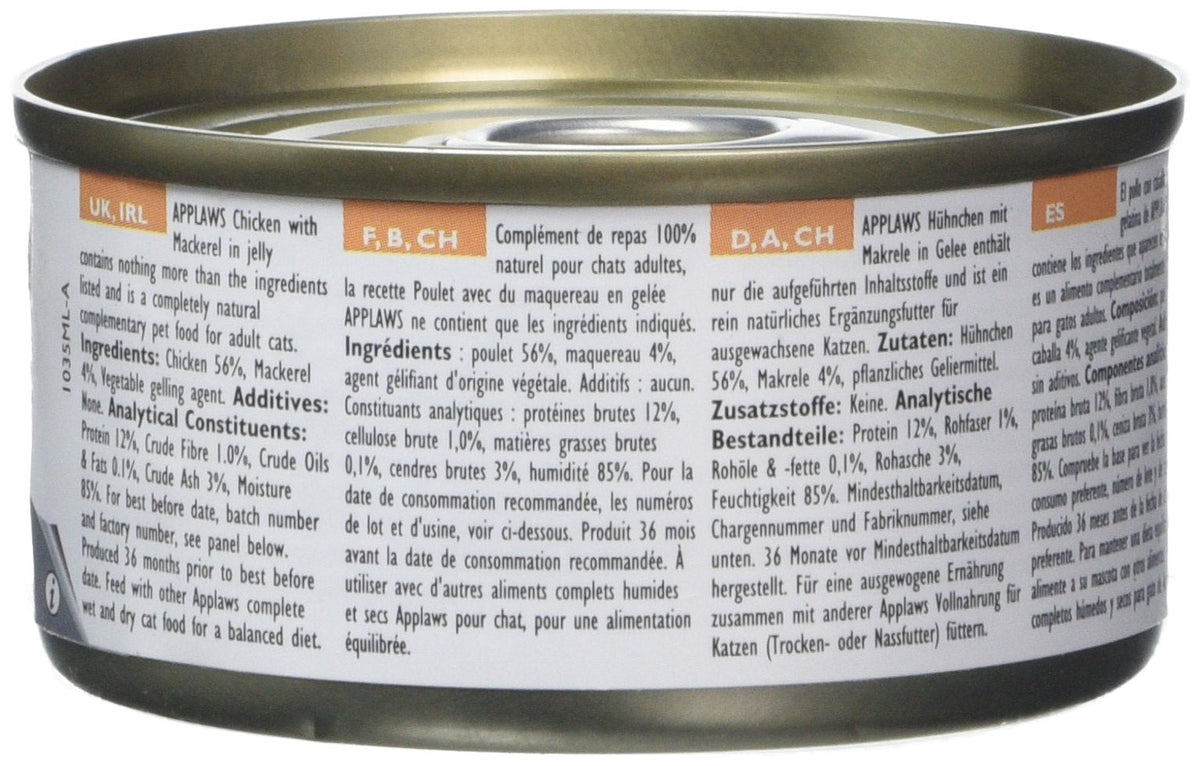 Applaws Natural Wet Cat Food, Chicken in Jelly 70 g Tin (Pack of 24 Tins) - Sayby’s