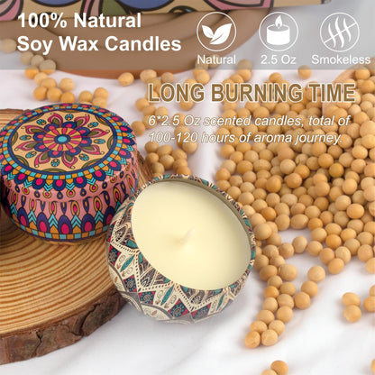Auralome Scented Candles Sets for Women - Natural Soy Wax Aromatherapy Candle Small Gifts Long Burn Fragranced Aroma Candle Set of 4 4.4 Oz for Birthday Mum Teacher Mothers Day Christmas Diwali Bath - Sayby’s