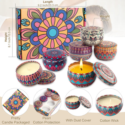 Auralome Scented Candles Sets for Women - Natural Soy Wax Aromatherapy Candle Small Gifts Long Burn Fragranced Aroma Candle Set of 4 4.4 Oz for Birthday Mum Teacher Mothers Day Christmas Diwali Bath - Sayby’s