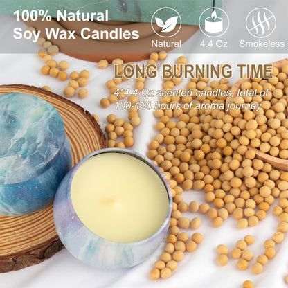 Auralome Scented Candles Sets for Women - Natural Soy Wax Aromatherapy Candle Small Gifts Long Burn Fragranced Aroma Candle Set of 4 4.4 Oz for Birthday Mum Teacher Mothers Day Christmas Diwali Bath - Sayby’s