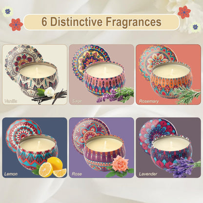 Auralome Scented Candles Sets for Women - Natural Soy Wax Aromatherapy Candle Small Gifts Long Burn Fragranced Aroma Candle Set of 4 4.4 Oz for Birthday Mum Teacher Mothers Day Christmas Diwali Bath - Sayby’s