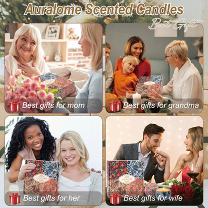 Auralome Scented Candles Sets for Women - Natural Soy Wax Aromatherapy Candle Small Gifts Long Burn Fragranced Aroma Candle Set of 4 4.4 Oz for Birthday Mum Teacher Mothers Day Christmas Diwali Bath - Sayby’s