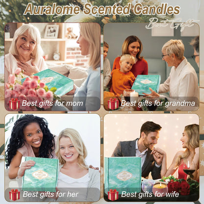 Auralome Scented Candles Sets for Women - Natural Soy Wax Aromatherapy Candle Small Gifts Long Burn Fragranced Aroma Candle Set of 4 4.4 Oz for Birthday Mum Teacher Mothers Day Christmas Diwali Bath - Sayby’s