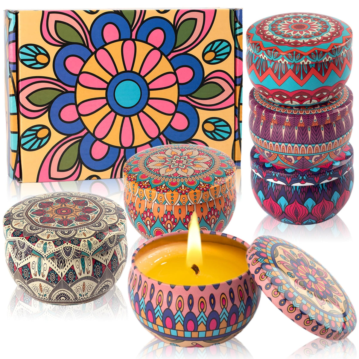 Auralome Scented Candles Sets for Women - Natural Soy Wax Aromatherapy Candle Small Gifts Long Burn Fragranced Aroma Candle Set of 4 4.4 Oz for Birthday Mum Teacher Mothers Day Christmas Diwali Bath - Sayby’s