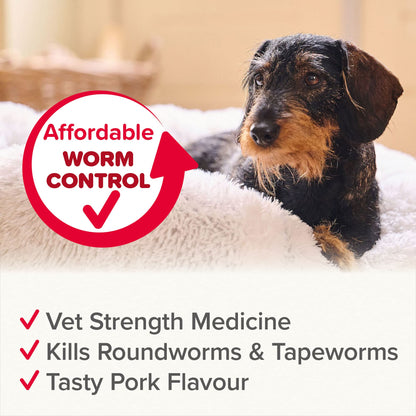 Beaphar | WORMclear® Tablets for Dogs up to 40kg | Kills All Common UK Intestinal Worms (Roundworms & Tapeworms) | Vet Strength Treatment | Pork-flavoured | 4 tablets - Sayby’s