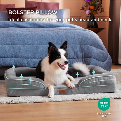 Bedsure Dog Sofa Bed Extra Large - Washable Orthopedic Dog Beds and Couch with Removable Flannel Zipper Cover, XL Plus Waterproof Human Dog Bed for Adults, Squre Pet Bed - Sayby’s