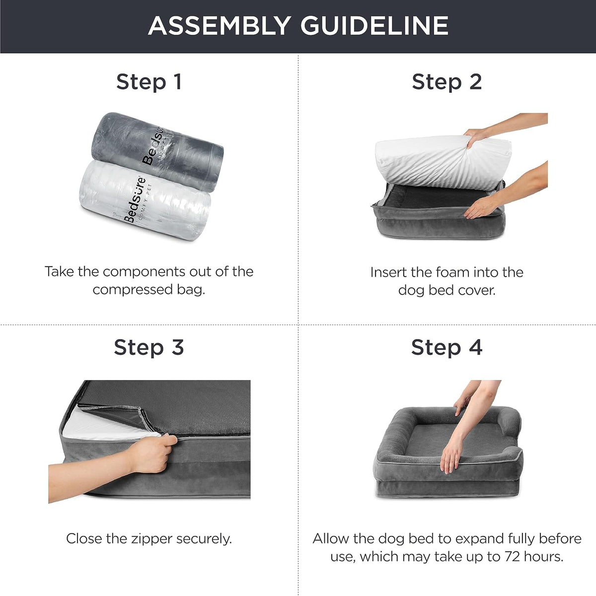 Bedsure Dog Sofa Bed Extra Large - Washable Orthopedic Dog Beds and Couch with Removable Flannel Zipper Cover, XL Plus Waterproof Human Dog Bed for Adults, Squre Pet Bed - Sayby’s
