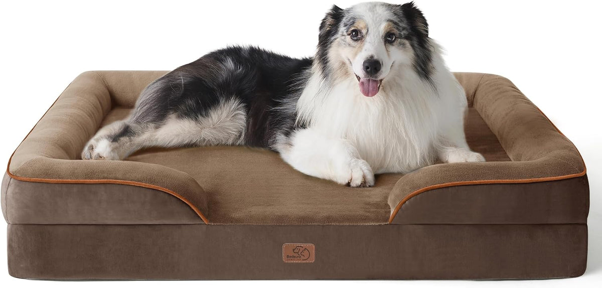 Bedsure Dog Sofa Bed Extra Large - Washable Orthopedic Dog Beds and Couch with Removable Flannel Zipper Cover, XL Plus Waterproof Human Dog Bed for Adults, Squre Pet Bed - Sayby’s