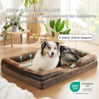 Bedsure Dog Sofa Bed Extra Large - Washable Orthopedic Dog Beds and Couch with Removable Flannel Zipper Cover, XL Plus Waterproof Human Dog Bed for Adults, Squre Pet Bed - Sayby’s