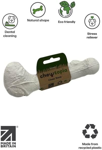 Bone Chew Toy for Dogs, Hardwearing, Durable Boredom Buster Dog Toy, Strong and Tough Toy for Dogs. Made in the UK. Made from Recycled Plastics. Helps Reduce Seperation Anxiety. - Sayby’s