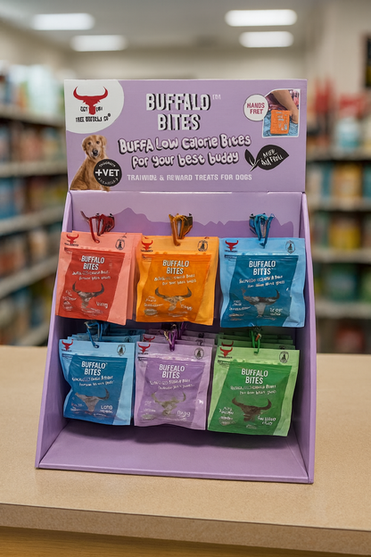 BUFFALO BITES MINI STAND DEAL (3 Cases of Each plus display stand) - Sayby’s