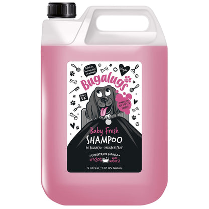 BUGALUGS Baby Fresh Dog Shampoo grooming products for smelly dogs with baby powder scent, best puppy shampoo, Vegan pet shampoo professional (625ml) - Sayby’s