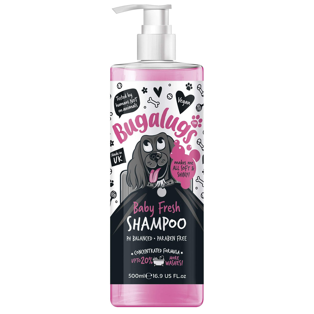 BUGALUGS Baby Fresh Dog Shampoo grooming products for smelly dogs with baby powder scent, best puppy shampoo, Vegan pet shampoo professional (625ml) - Sayby’s