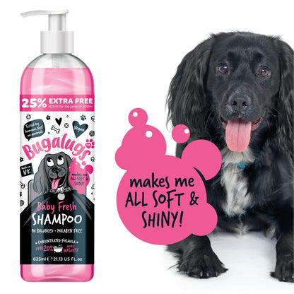BUGALUGS Baby Fresh Dog Shampoo grooming products for smelly dogs with baby powder scent, best puppy shampoo, Vegan pet shampoo professional (625ml) - Sayby’s