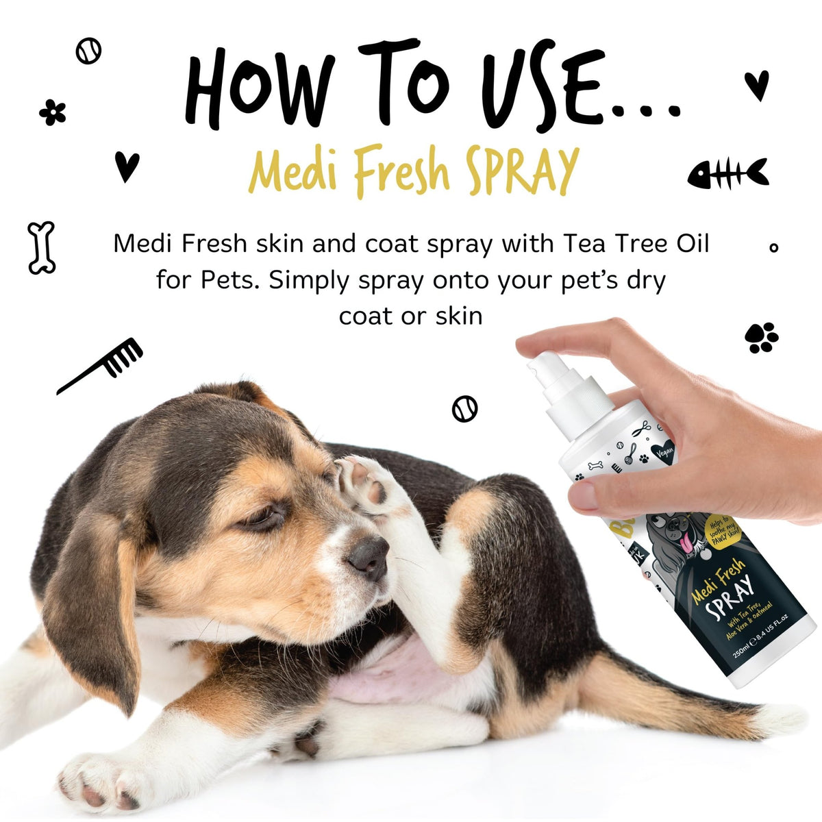 BUGALUGS Dog Shampoo for Itchy Skin, Medi Fresh Natural Safe Sensitive Formula - Soothing Skin Cooling For Skin Irritation and anti itch - Sayby’s