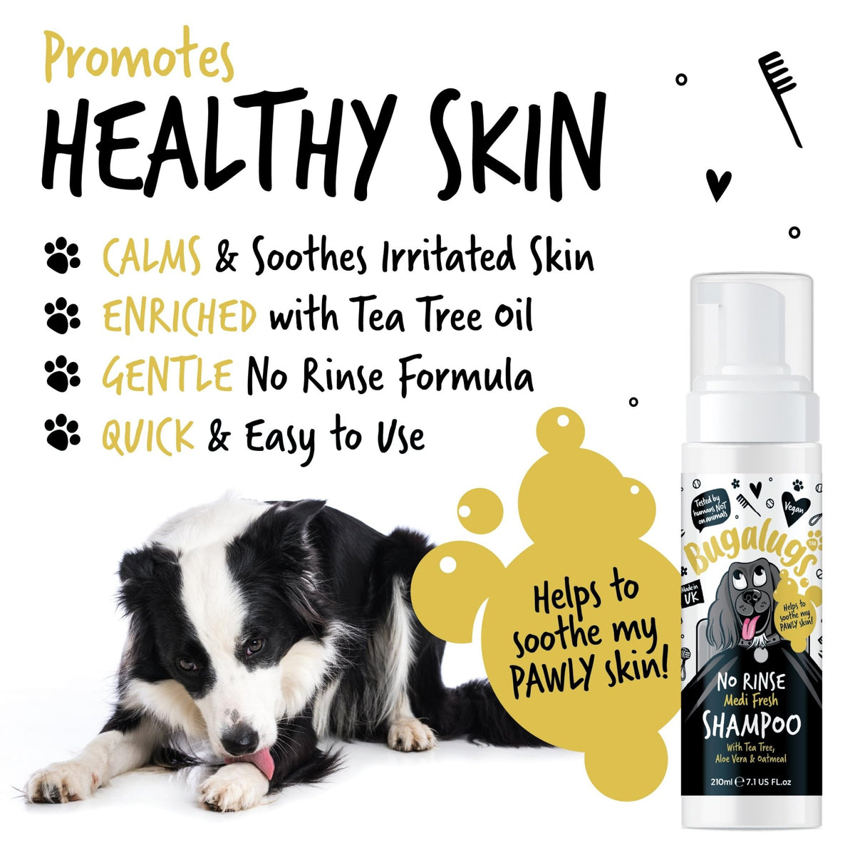 BUGALUGS Dog Shampoo for Itchy Skin, Medi Fresh Natural Safe Sensitive Formula - Soothing Skin Cooling For Skin Irritation and anti itch - Sayby’s