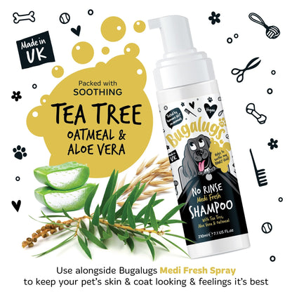 BUGALUGS Dog Shampoo for Itchy Skin, Medi Fresh Natural Safe Sensitive Formula - Soothing Skin Cooling For Skin Irritation and anti itch - Sayby’s