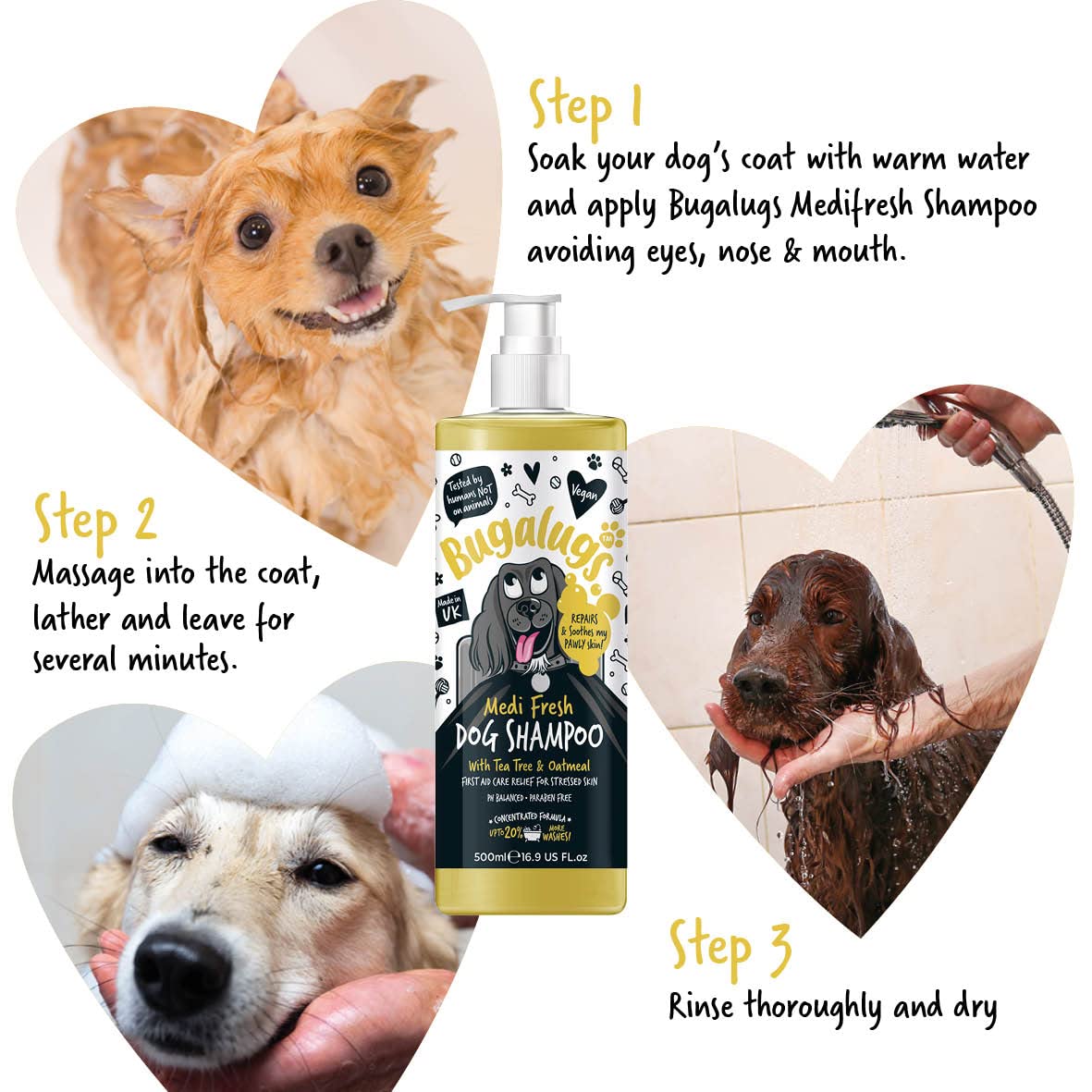 BUGALUGS Dog Shampoo for Itchy Skin, Medi Fresh Natural Safe Sensitive Formula - Soothing Skin Cooling For Skin Irritation and anti itch - Sayby’s