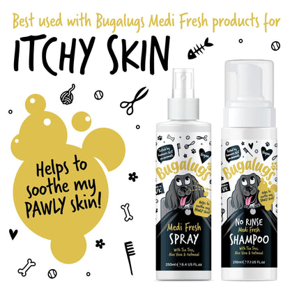 BUGALUGS Dog Shampoo for Itchy Skin, Medi Fresh Natural Safe Sensitive Formula - Soothing Skin Cooling For Skin Irritation and anti itch - Sayby’s
