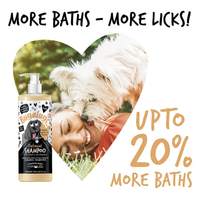 BUGALUGS Itchy Dog Shampoo with Oatmeal & Aloe Vera Dog professional Vegan dog grooming products for smelly dogs with fragrance can use as puppy shampoo (500ml) - Sayby’s