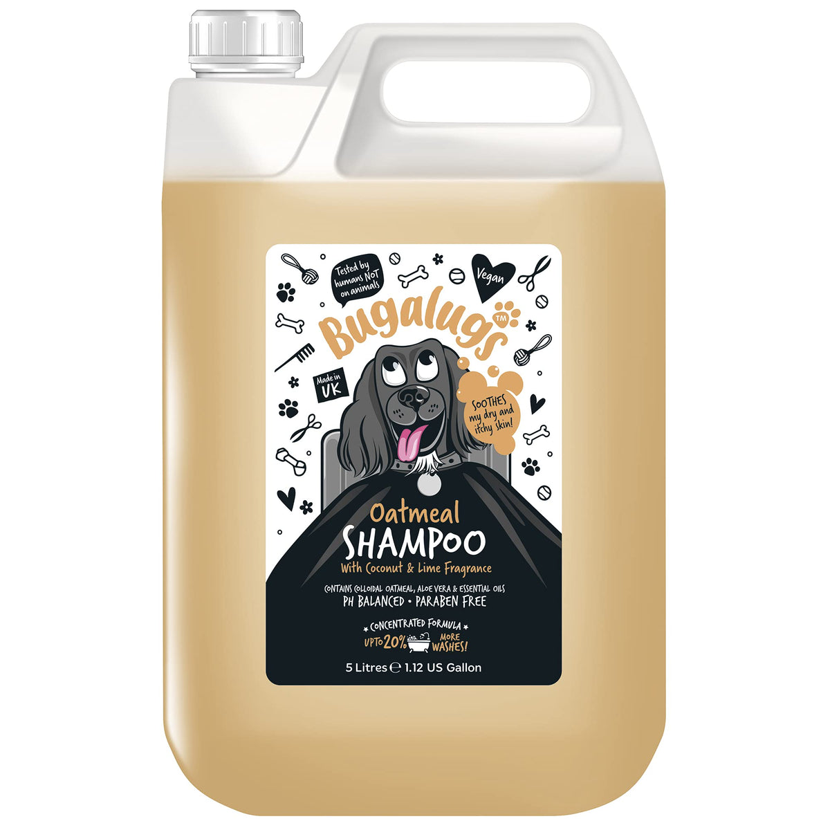 BUGALUGS Itchy Dog Shampoo with Oatmeal & Aloe Vera Dog professional Vegan dog grooming products for smelly dogs with fragrance can use as puppy shampoo (500ml) - Sayby’s