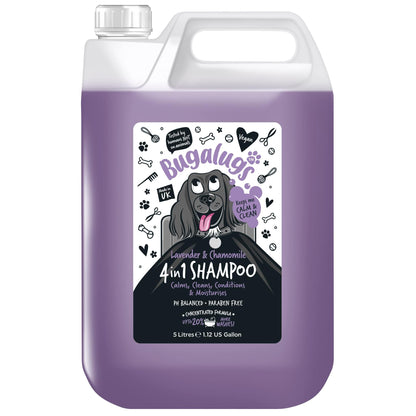 Bugalugs Lavender & Chamomile 4-in-1 Dog Shampoo and Conditioner - Professional Pet Grooming for Smelly Puppies - Vegan Formula (625ml) - Sayby’s