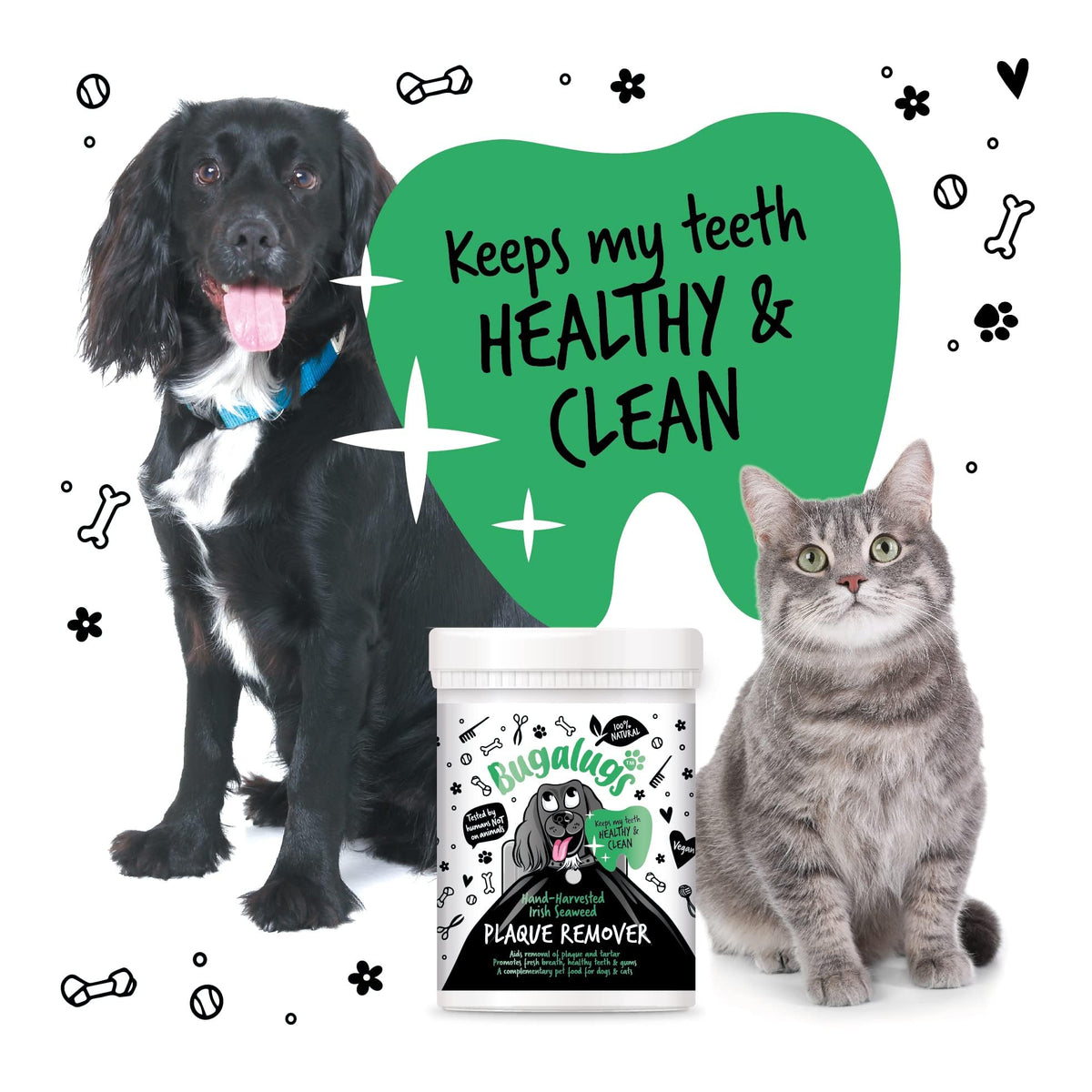 BUGALUGS Plaque Off Remover for Dog 70g Teeth & Bad Breath 100% Natural | Plaque Off Dogs No Need for Dog Toothbrush or Dog Toothpaste | Remove Dog Bad Breath & Plaque Remover for Dogs & Cats (70g) - Sayby’s