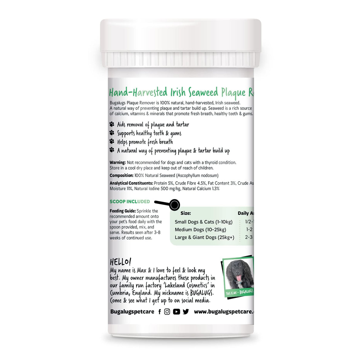 BUGALUGS Plaque Off Remover for Dog 70g Teeth & Bad Breath 100% Natural | Plaque Off Dogs No Need for Dog Toothbrush or Dog Toothpaste | Remove Dog Bad Breath & Plaque Remover for Dogs & Cats (70g) - Sayby’s