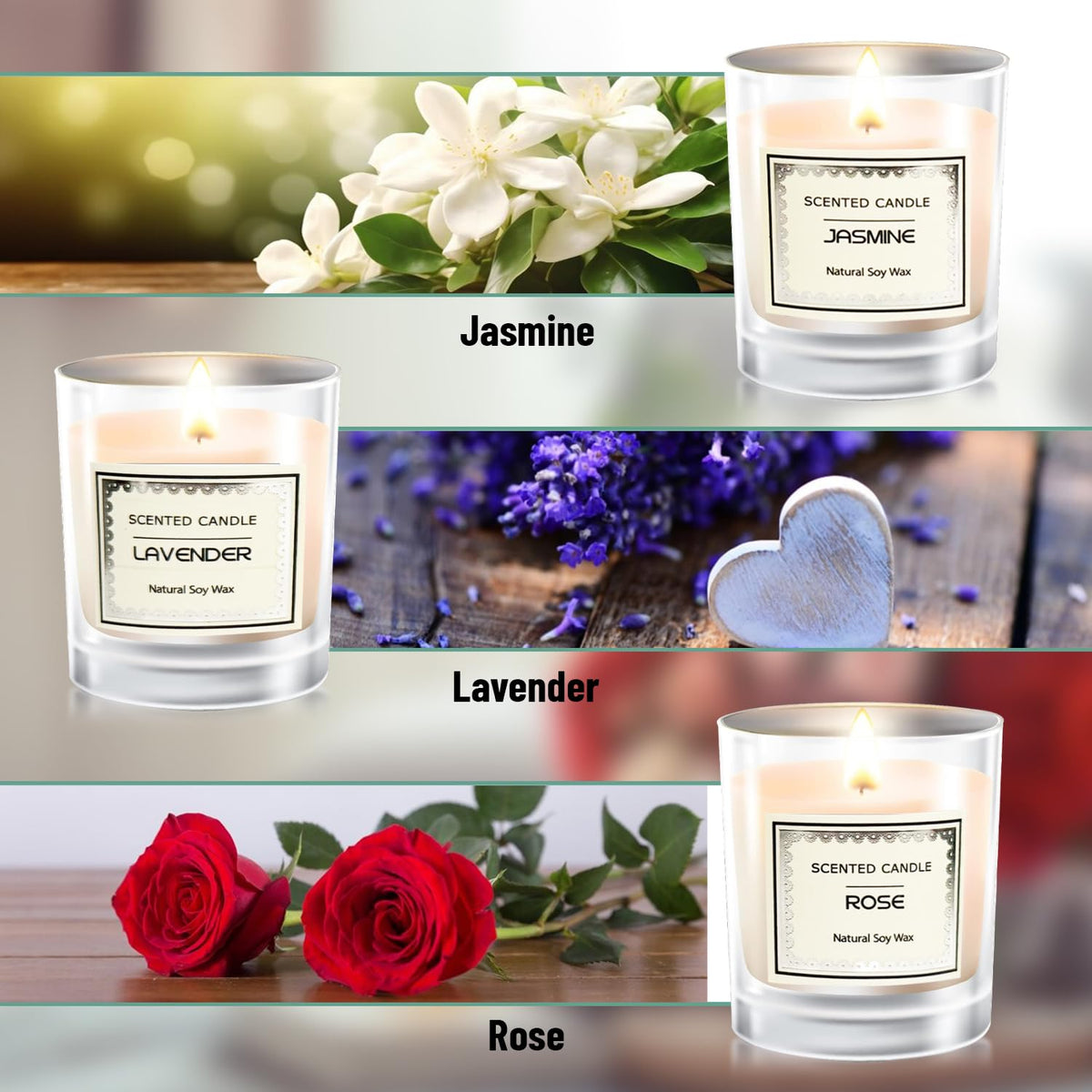 Candles Gifts for Women, Scented Candles Gift Sets, Perfect for Birthdays, Valentine's Day, Mother's Day, Christmas, Yoga, Spa - Sayby’s