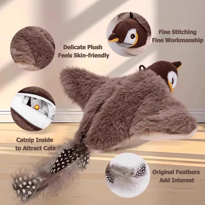 Cat Toys, Interactive Chirping Bird Cat Toy Flapping Wings, Simulated Electric Flying Bird Cat Toy, Touch Activated, Rechargeable Flying Bird Cat Toy for Indoor Cats (Sparrow) - Sayby’s