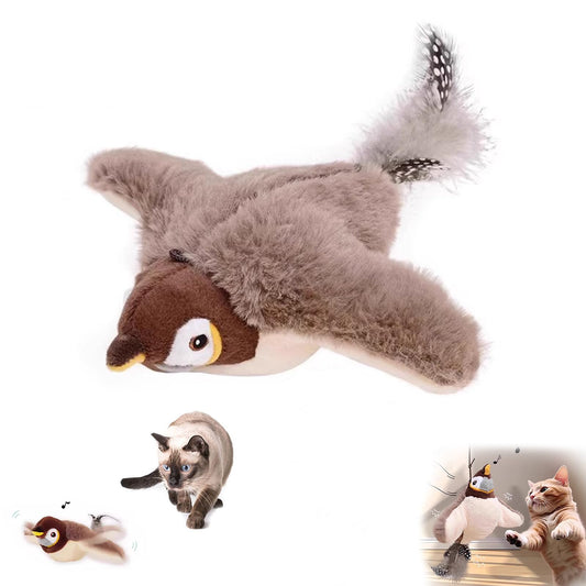 Cat Toys, Interactive Chirping Bird Cat Toy Flapping Wings, Simulated Electric Flying Bird Cat Toy, Touch Activated, Rechargeable Flying Bird Cat Toy for Indoor Cats (Sparrow) - Sayby’s