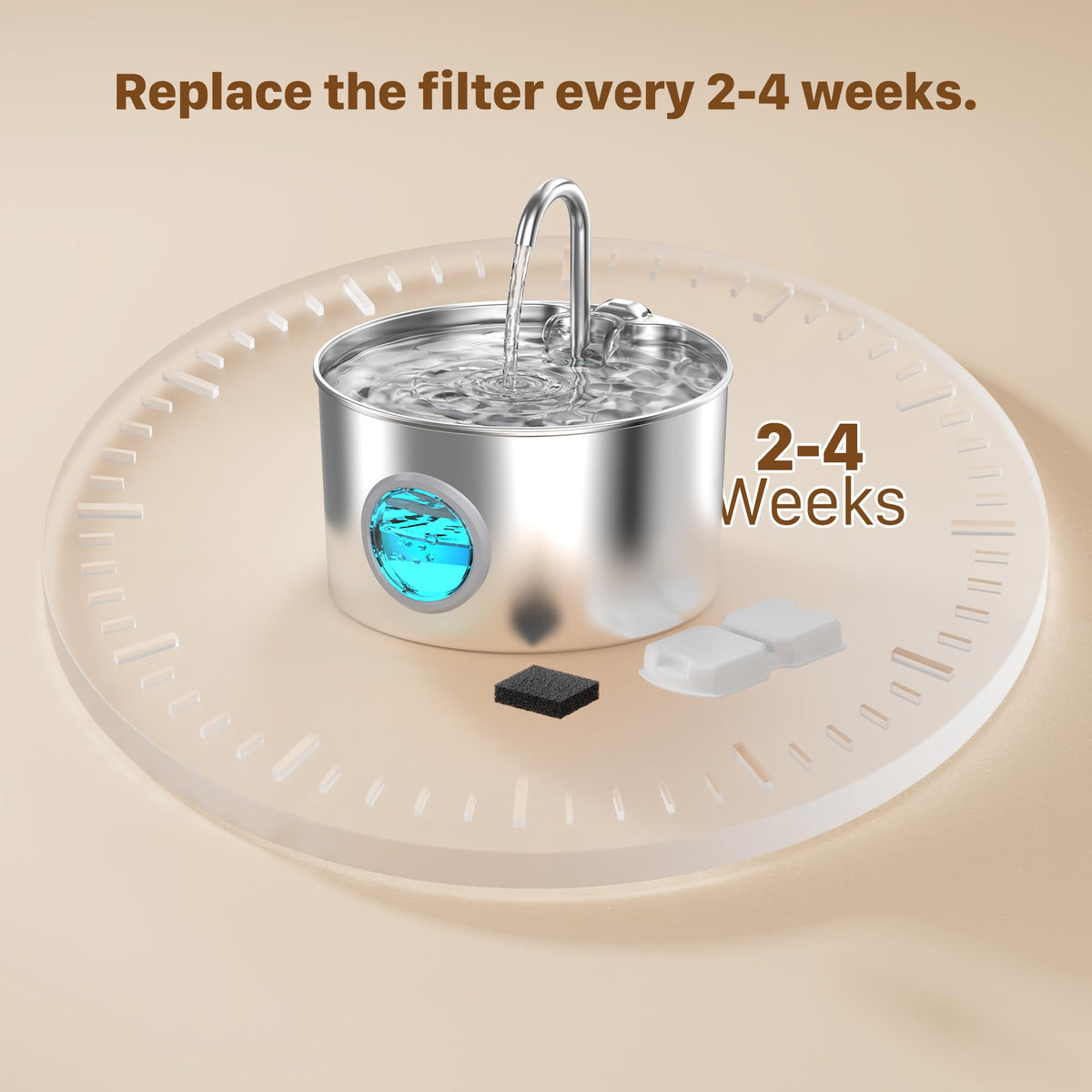 Cat Water Fountain for Drinking: Stainless Steel Cat Fountain - 2.2L Water Fountain Cat Bowl - Pet Water Fountain - Cat Drinking Fountain - Visible Water Level Cat Water Dispensers - GIOTOHUN - Sayby’s