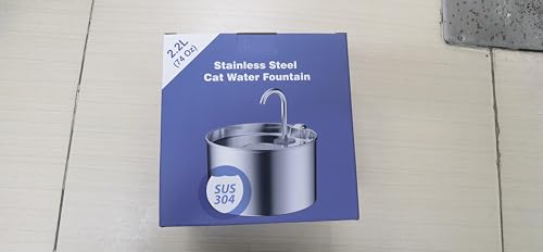 Cat Water Fountain for Drinking: Stainless Steel Cat Fountain - 2.2L Water Fountain Cat Bowl - Pet Water Fountain - Cat Drinking Fountain - Visible Water Level Cat Water Dispensers - GIOTOHUN - Sayby’s