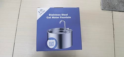 Cat Water Fountain for Drinking: Stainless Steel Cat Fountain - 2.2L Water Fountain Cat Bowl - Pet Water Fountain - Cat Drinking Fountain - Visible Water Level Cat Water Dispensers - GIOTOHUN - Sayby’s
