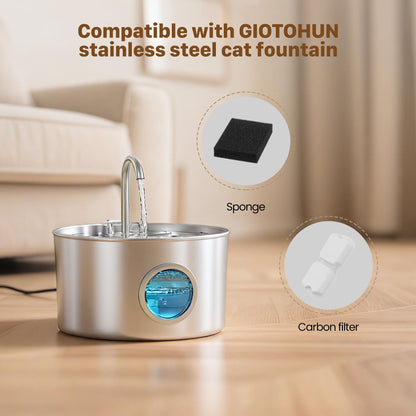 Cat Water Fountain for Drinking: Stainless Steel Cat Fountain - 2.2L Water Fountain Cat Bowl - Pet Water Fountain - Cat Drinking Fountain - Visible Water Level Cat Water Dispensers - GIOTOHUN - Sayby’s