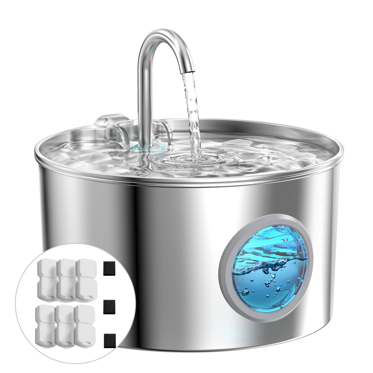 Cat Water Fountain for Drinking: Stainless Steel Cat Fountain - 2.2L Water Fountain Cat Bowl - Pet Water Fountain - Cat Drinking Fountain - Visible Water Level Cat Water Dispensers - GIOTOHUN - Sayby’s