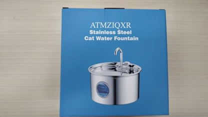 Cat Water Fountain for Drinking: Stainless Steel Cat Fountain - 2.6L Water Fountains Cats Bowl automatic - Silent Pet Water Fountain Indoor - Pet Drinking Fountain with Visible Water Level Window - Sayby’s