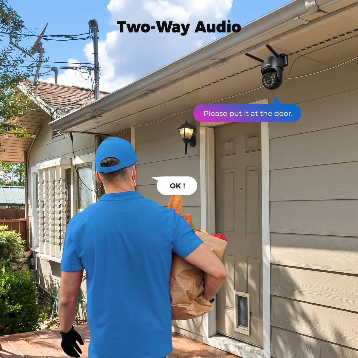 Codnida 2K Security Camera Outdoor, 360° PTZ WiFi Camera, CCTV Camera with 24/7 Recording, PIR Human Detection, Sound and Light Alarm, Support 16-128G SD Card, Works with Alexa - Sayby’s