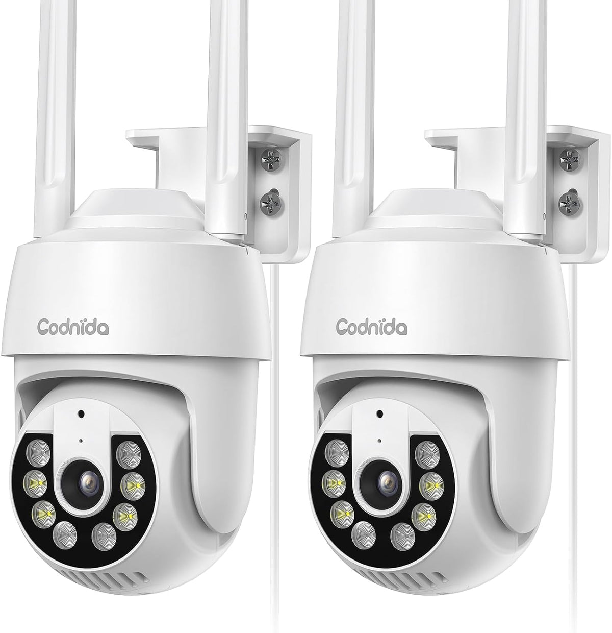 Codnida 2K Security Camera Outdoor, 360° PTZ WiFi Camera, CCTV Camera with 24/7 Recording, PIR Human Detection, Sound and Light Alarm, Support 16-128G SD Card, Works with Alexa - Sayby’s