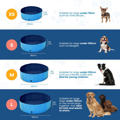 Cool Paws Paddling Pool – Foldable Dog & Kids Pool in Multiple Sizes (S–XL), Leakproof & Durable Hard Plastic Design, Pet Bath or Play Pool for Indoors, Outdoors, Garden, Patio – Blue - Sayby’s