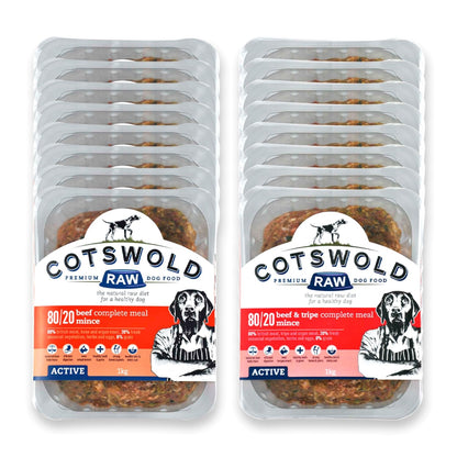Cotswold RAW Raw Dog Food, Active 80/20 Mince, Adult Dog Food, BARF Premium British Meat Raw for All Dogs, Frozen Meal, Chicken and Turkey Mince - 7kg - Sayby’s