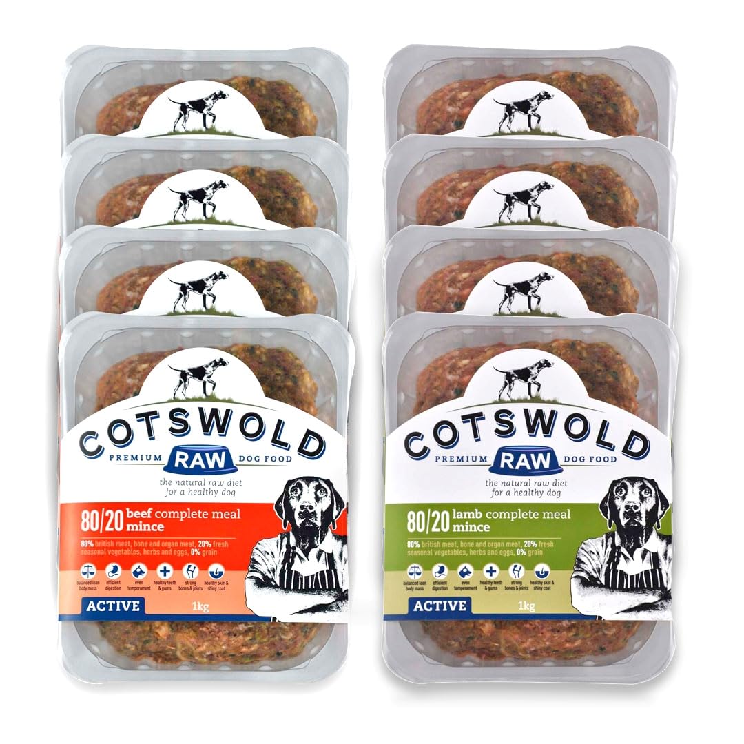 Cotswold RAW Raw Dog Food, Active 80/20 Mince, Adult Dog Food, BARF Premium British Meat Raw for All Dogs, Frozen Meal, Chicken and Turkey Mince - 7kg - Sayby’s