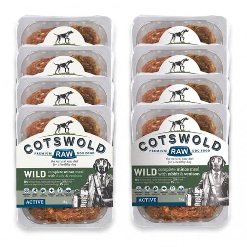 Cotswold RAW Raw Dog Food, Active 80/20 Mince, Adult Dog Food, BARF Premium British Meat Raw for All Dogs, Frozen Meal, Chicken and Turkey Mince - 7kg - Sayby’s