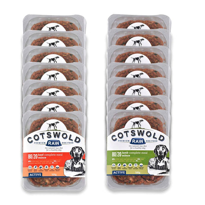 Cotswold RAW Raw Dog Food, Active 80/20 Mince, Adult Dog Food, BARF Premium British Meat Raw for All Dogs, Frozen Meal, Chicken and Turkey Mince - 7kg - Sayby’s