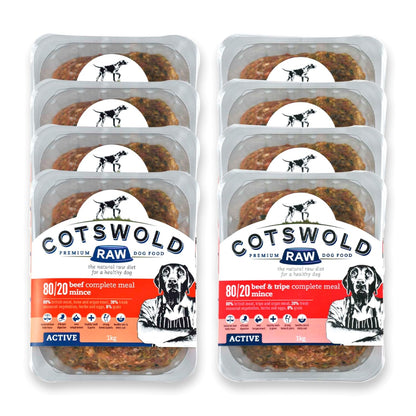 Cotswold RAW Raw Dog Food, Active 80/20 Mince, Adult Dog Food, BARF Premium British Meat Raw for All Dogs, Frozen Meal, Chicken and Turkey Mince - 7kg - Sayby’s