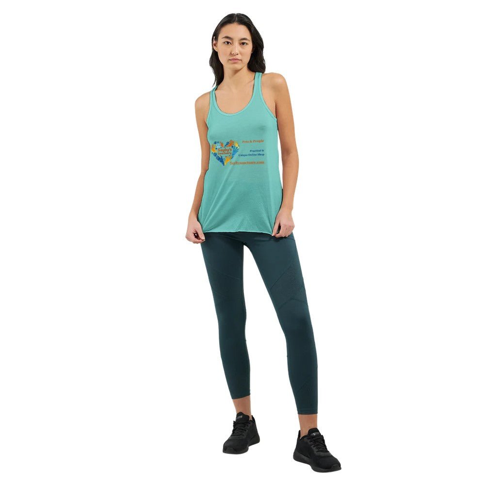 Customisable Women's Flowy Racerback Tank Top - Your Design, Logo, or Photo. FREE DELIVERY - Sayby’s
